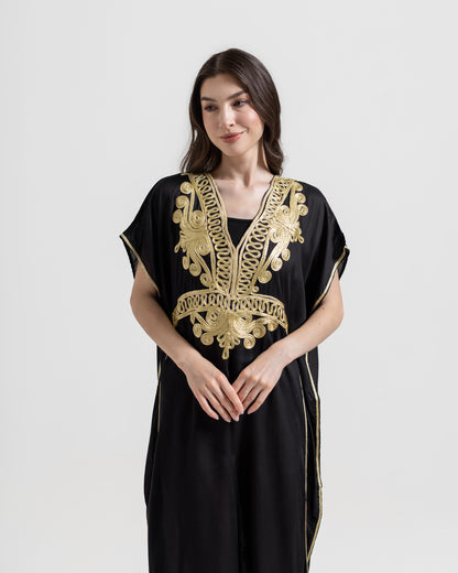 Gandoura Faracha Bordir Emas Khas Maroko Home Wear